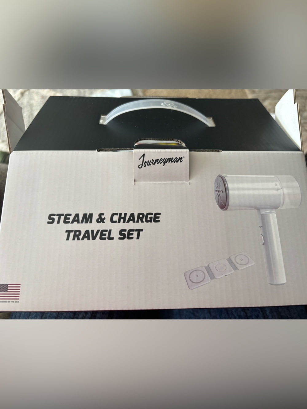 Journeyman Steam & Charge Travel Set - White garment steamer